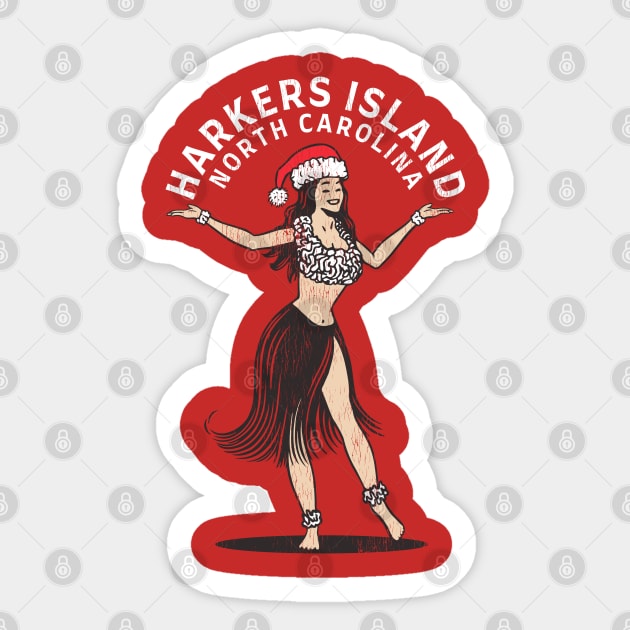 Harkers Island, NC Christmas Vacationing Holiday Hula Girl Sticker by Contentarama